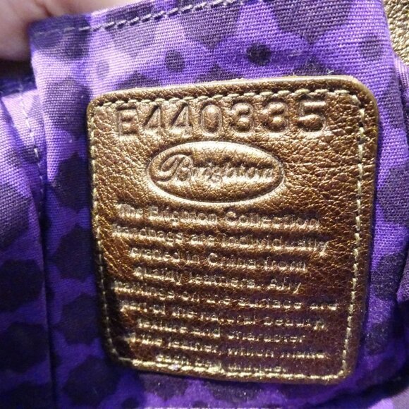 Brighton Brown Bronze Leather Bag Bow Accent Contrast Stitch Charm Metallic - Picture 5 of 5